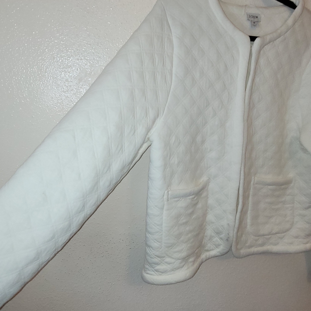 J. Crew Womens Quilted Jacket In Ivory Size Medium - Picture 4 of 7